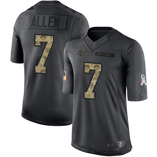 Panthers #7 Kyle Allen Black Men's Stitched Football Limited 2016 Salute to Service Jersey