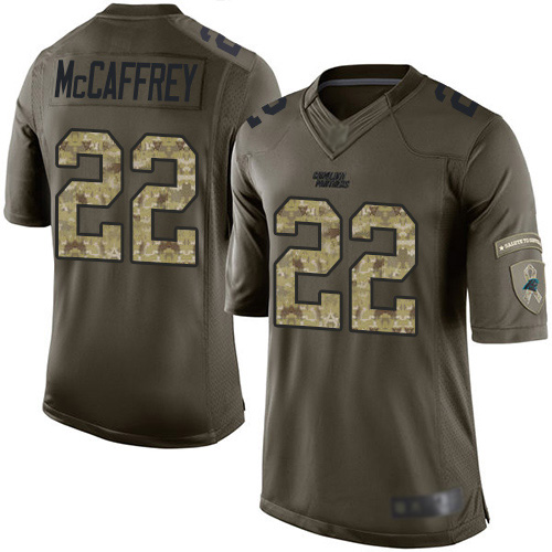 Panthers #22 Christian McCaffrey Green Men's Stitched Football Limited 2015 Salute to Service Jersey