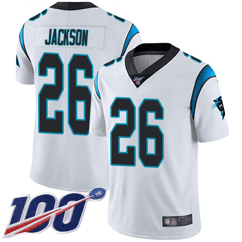 Panthers #26 Donte Jackson White Men's Stitched Football 100th Season Vapor Limited Jersey