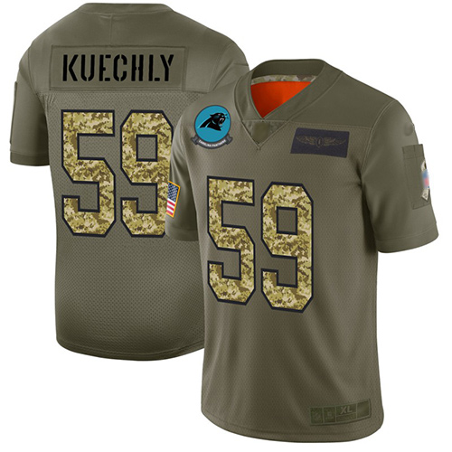 Panthers #59 Luke Kuechly Olive/Camo Men's Stitched Football Limited 2019 Salute To Service Jersey