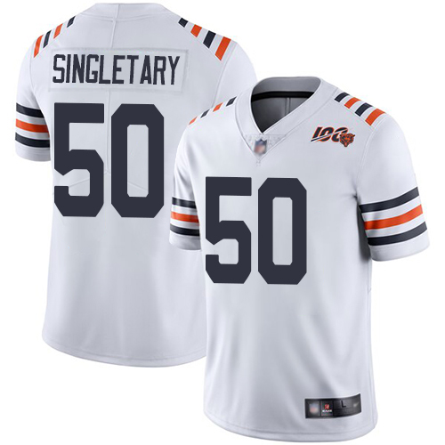 Bears #50 Mike Singletary White Alternate Men's Stitched Football Vapor Untouchable Limited 100th Season Jersey