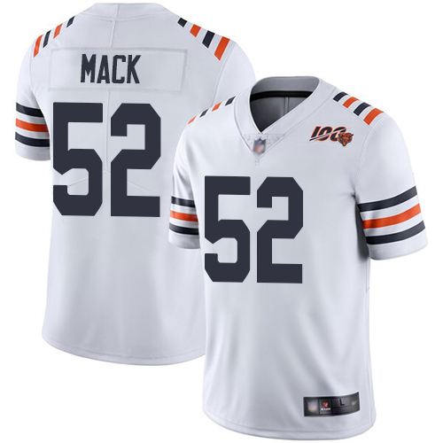 Bears #52 Khalil Mack White Alternate Men's Stitched Football Vapor Untouchable Limited 100th Season Jersey