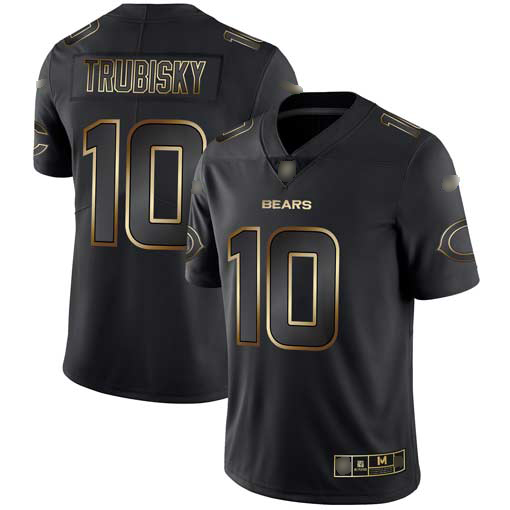 Bears #10 Mitchell Trubisky Black/Gold Men's Stitched Football Vapor Untouchable Limited Jersey