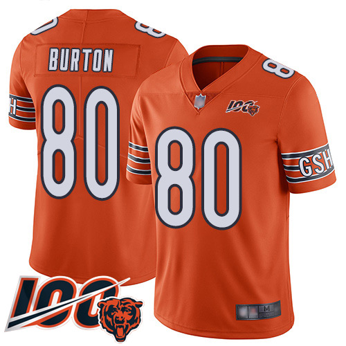 Bears #80 Trey Burton Orange Men's Stitched Football Limited Rush 100th Season Jersey