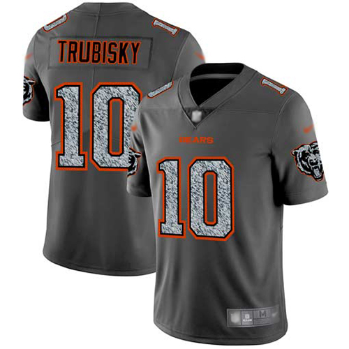 Bears #10 Mitchell Trubisky Gray Static Men's Stitched Football Vapor Untouchable Limited Jersey