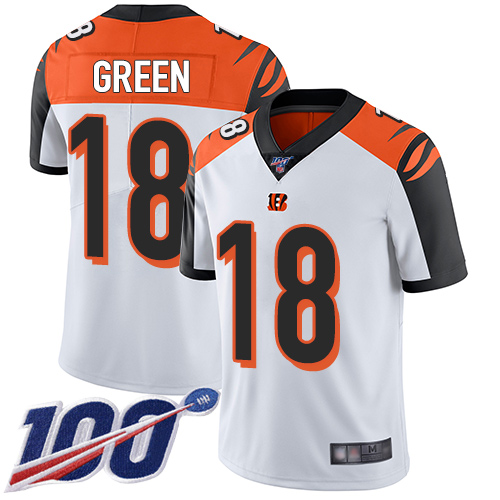 Bengals #18 A.J. Green White Men's Stitched Football 100th Season Vapor Limited Jersey