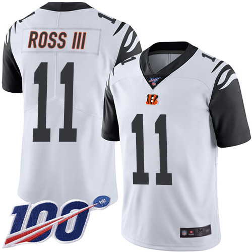 Bengals #11 John Ross III White Men's Stitched Football Limited Rush 100th Season Jersey