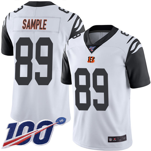 Bengals #89 Drew Sample White Men's Stitched Football Limited Rush 100th Season Jersey