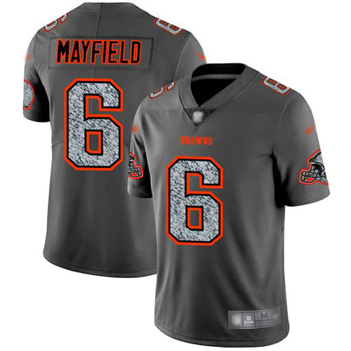 Browns #6 Baker Mayfield Gray Static Men's Stitched Football Vapor Untouchable Limited Jersey