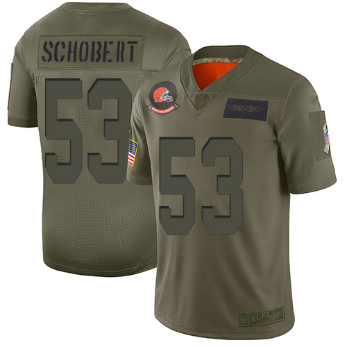 Browns #53 Joe Schobert Camo Men's Stitched Football Limited 2019 Salute To Service Jersey