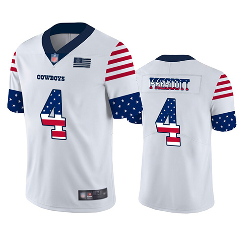 Cowboys #4 Dak Prescott White Men's Stitched Football Limited Independence Day Jersey