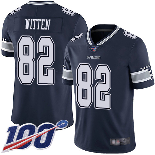 Cowboys #82 Jason Witten Navy Blue Team Color Men's Stitched Football 100th Season Vapor Limited Jersey