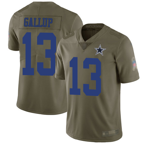 Cowboys #13 Michael Gallup Olive Men's Stitched Football Limited 2017 Salute To Service Jersey