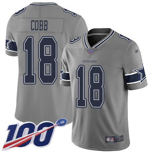 Cowboys #18 Randall Cobb Gray Men's Stitched Football Limited Inverted Legend 100th Season Jersey