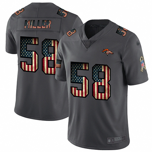 Broncos #58 Von Miller Carbon Black Men's Stitched Football Limited Retro Flag Jersey