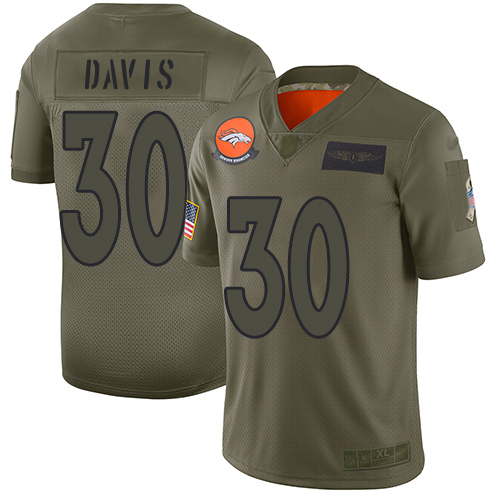 Broncos #30 Terrell Davis Camo Men's Stitched Football Limited 2019 Salute To Service Jersey