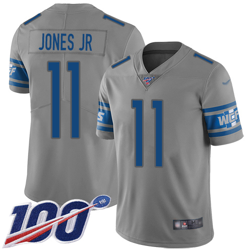 Lions #11 Marvin Jones Jr Gray Men's Stitched Football Limited Inverted Legend 100th Season Jersey
