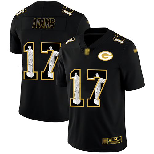 Packers #17 Davante Adams Black Men's Stitched Football Limited Jesus Faith Jersey