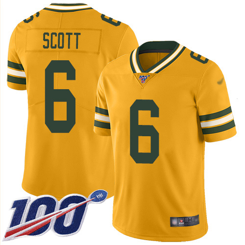 Packers #6 JK Scott Gold Men's Stitched Football Limited Inverted Legend 100th Season Jersey