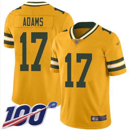 Packers #17 Davante Adams Gold Men's Stitched Football Limited Inverted Legend 100th Season Jersey