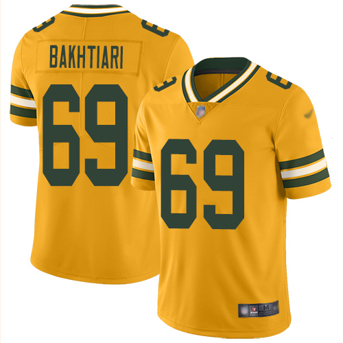 Packers #69 David Bakhtiari Gold Men's Stitched Football Limited Inverted Legend Jersey