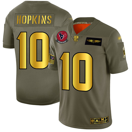 Texans #10 DeAndre Hopkins Camo/Gold Men's Stitched Football Limited 2019 Salute To Service Jersey
