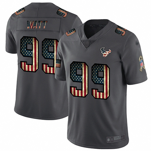 Texans #99 J.J. Watt Carbon Black Men's Stitched Football Limited Retro Flag Jersey