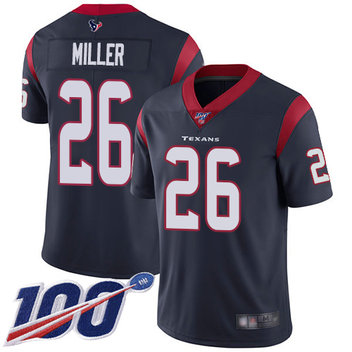 Texans #26 Lamar Miller Navy Blue Team Color Men's Stitched Football 100th Season Vapor Limited Jersey