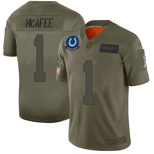 Colts #1 Pat McAfee Camo Men's Stitched Football Limited 2019 Salute To Service Jersey