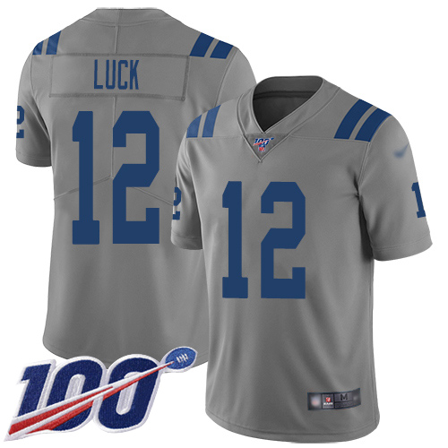 Colts #12 Andrew Luck Gray Men's Stitched Football Limited Inverted Legend 100th Season Jersey