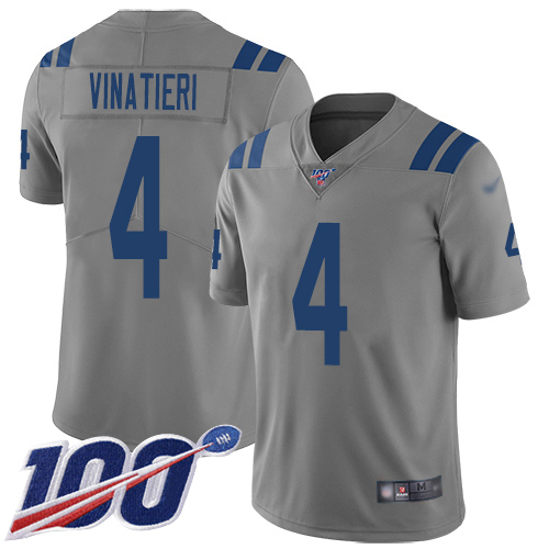 Colts #4 Adam Vinatieri Gray Men's Stitched Football Limited Inverted Legend 100th Season Jersey