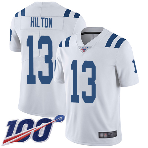 Colts #13 T.Y. Hilton White Men's Stitched Football 100th Season Vapor Limited Jersey