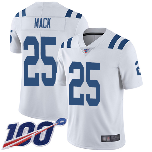 Colts #25 Marlon Mack White Men's Stitched Football 100th Season Vapor Limited Jersey