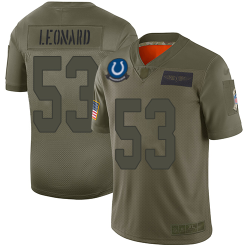 Colts #53 Darius Leonard Camo Men's Stitched Football Limited 2019 Salute To Service Jersey