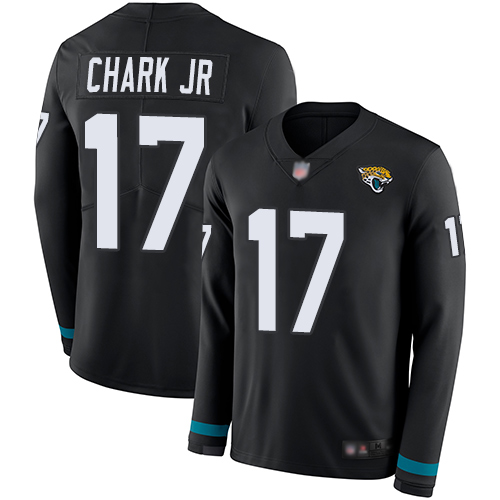 Jaguars #17 DJ Chark Jr Black Team Color Men's Stitched Football Limited Therma Long Sleeve Jersey