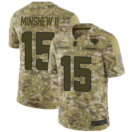 Jaguars #15 Gardner Minshew II Camo Men's Stitched Football Limited 2018 Salute To Service Jersey