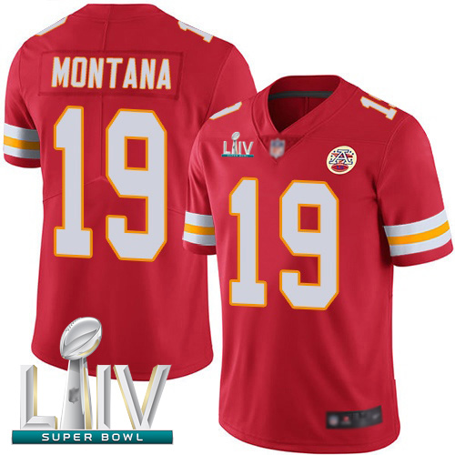 Chiefs #19 Joe Montana Red Team Color Super Bowl LIV Bound Men's Stitched Football Vapor Untouchable Limited Jersey