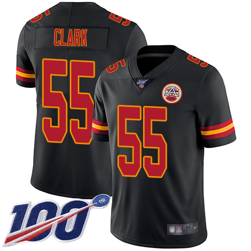 Chiefs #55 Frank Clark Black Men's Stitched Football Limited Rush 100th Season Jersey