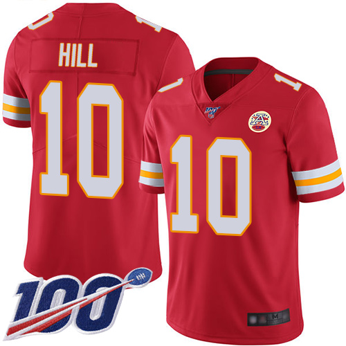 Chiefs #10 Tyreek Hill Red Team Color Men's Stitched Football 100th Season Vapor Limited Jersey