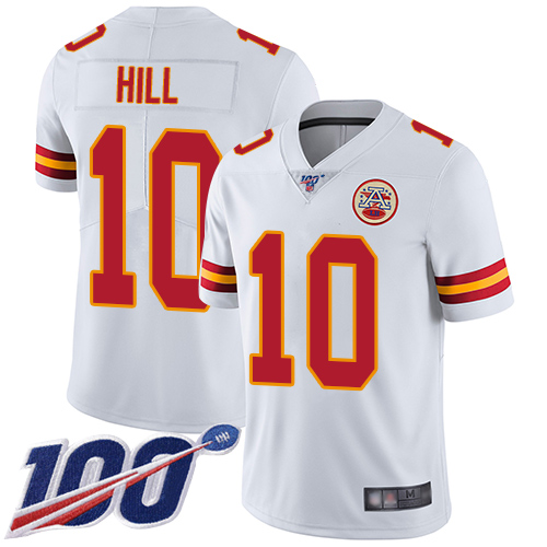 Chiefs #10 Tyreek Hill White Men's Stitched Football 100th Season Vapor Limited Jersey