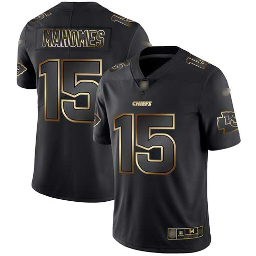 Chiefs #15 Patrick Mahomes Black/Gold Men's Stitched Football Vapor Untouchable Limited Jersey