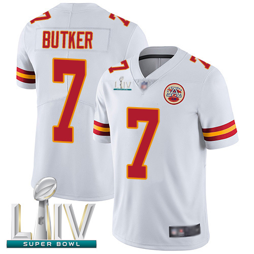 Chiefs #7 Harrison Butker White Super Bowl LIV Bound Men's Stitched Football Vapor Untouchable Limited Jersey