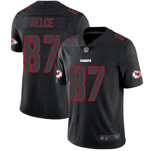 Chiefs #87 Travis Kelce Black Men's Stitched Football Limited Rush Impact Jersey