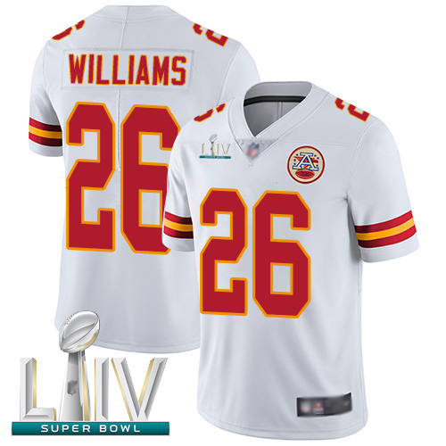 Chiefs #26 Damien Williams White Super Bowl LIV Bound Men's Stitched Football Vapor Untouchable Limited Jersey