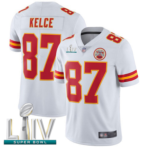 Chiefs #87 Travis Kelce White Super Bowl LIV Bound Men's Stitched Football Vapor Untouchable Limited Jersey