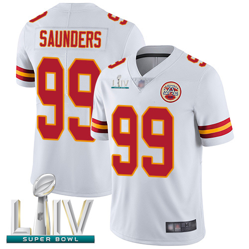 Chiefs #99 Khalen Saunders White Super Bowl LIV Bound Men's Stitched Football Vapor Untouchable Limited Jersey