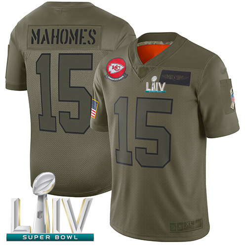 Chiefs #15 Patrick Mahomes Camo Super Bowl LIV Bound Men's Stitched Football Limited 2019 Salute To Service Jersey
