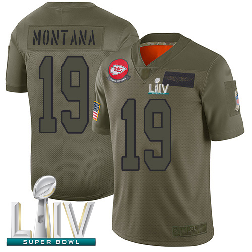 Chiefs #19 Joe Montana Camo Super Bowl LIV Bound Men's Stitched Football Limited 2019 Salute To Service Jersey