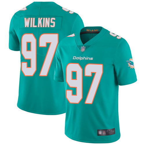 Dolphins #97 Christian Wilkins Aqua Green Team Color Men's Stitched Football Vapor Untouchable Limited Jersey