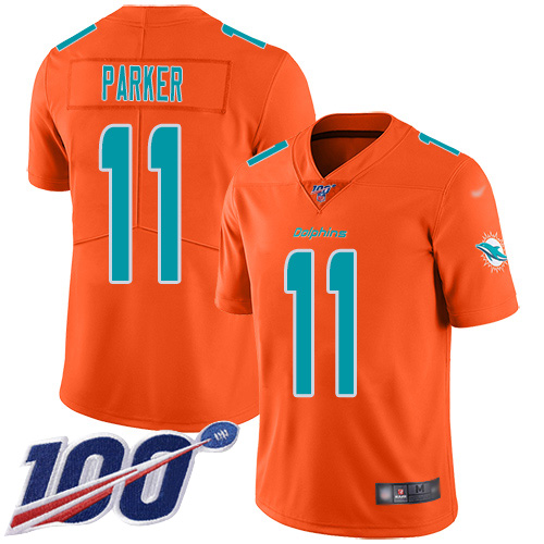 Dolphins #11 DeVante Parker Orange Men's Stitched Football Limited Inverted Legend 100th Season Jersey